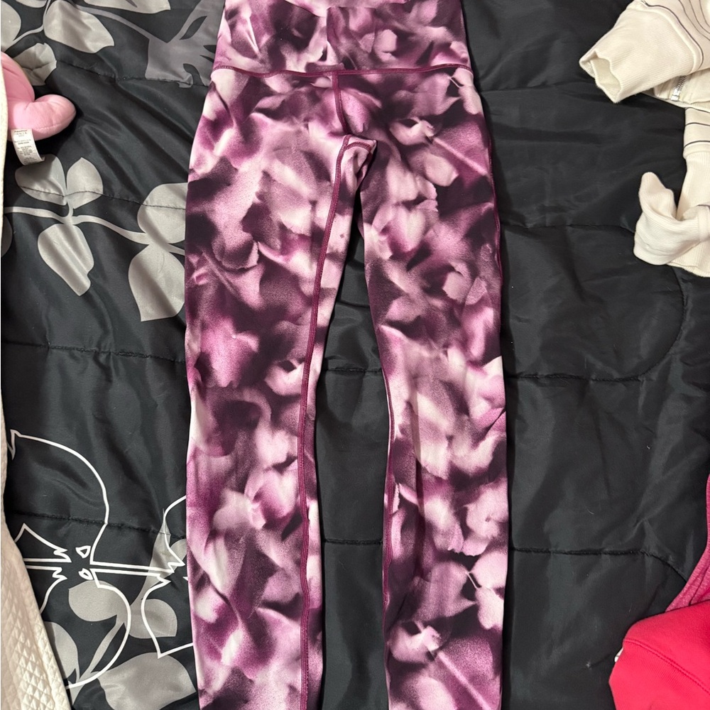 Lululemon Athletica Purple Tie-Dye Leggings with High Waistband